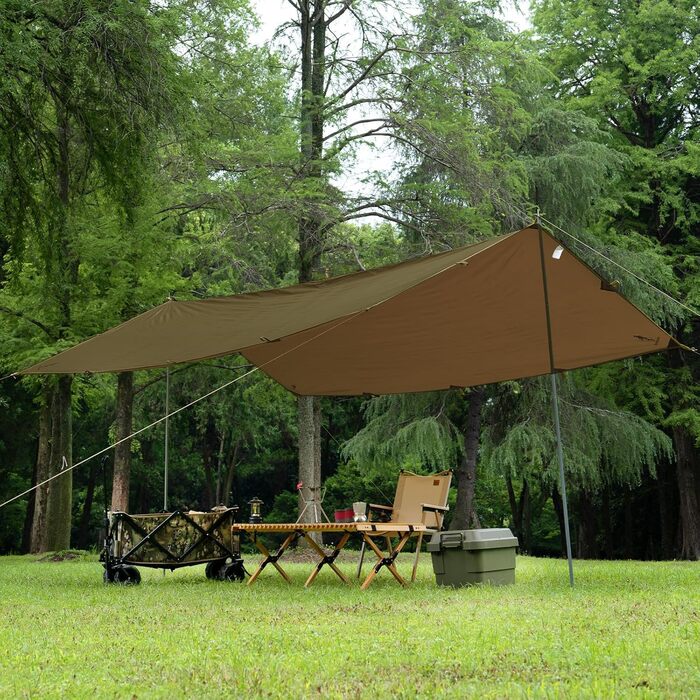 FREE SOLDIER 3x3.2m Waterproof Tarp - Ultralight Tent Shelter for Camping, Hiking & Outdoor Activities (Military Green)