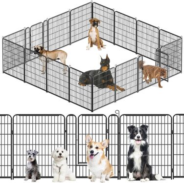 Вольєр для цуценят, ігровий майданчик, вольєр для цуценят з дверцятами та засувом, огорожа для тварин, загородження для собак, вольєр для кроликів, металеві з'єднання, 65 x 80 см (8 секцій)