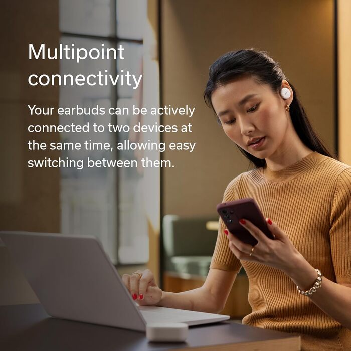 Навушники бездротові Denon PerL Pro White з шумозаглушенням та адаптивним звуком Masimo