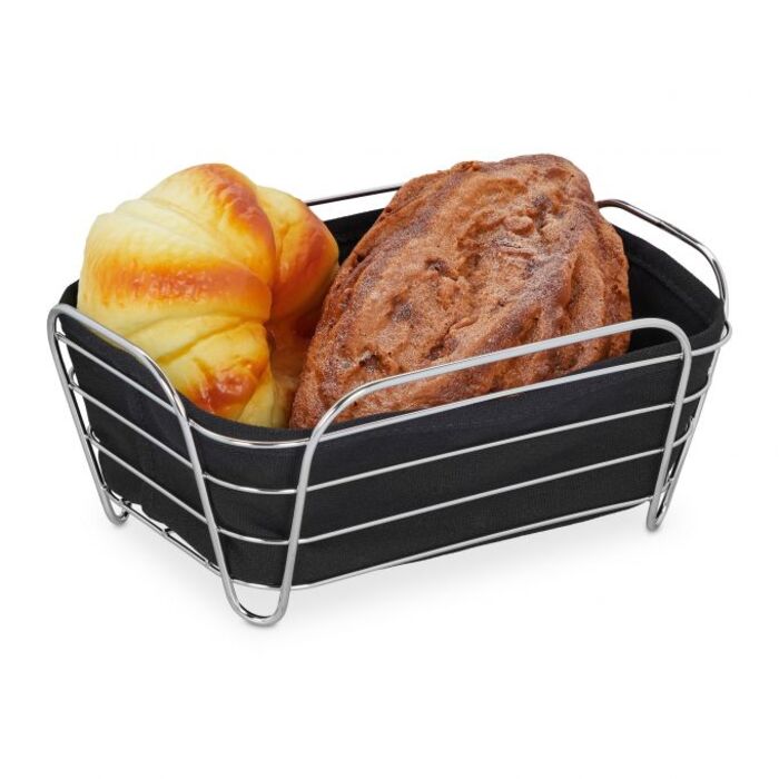 Relaxdays Bread Box Metal with Fabric Insert