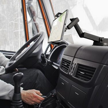 Тримач для планшета в авто/Вантажівка, міцний кріплення на присоску, довгий подовжений важіль, сумісний з iPad та іншими планшетами (16.7 дюймів, чорний)