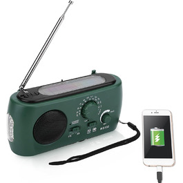 Радіо Elprico з ручним приводом, сонячне, AM/FM, з LED-ліхтариком, для надзвичайних ситуацій, дому та активного відпочинку