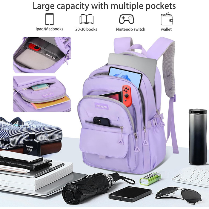 Рюкзак для дівчаток та жінок: стильний, ніжний, для навчання та повсякденного використання (фіолетовий)
