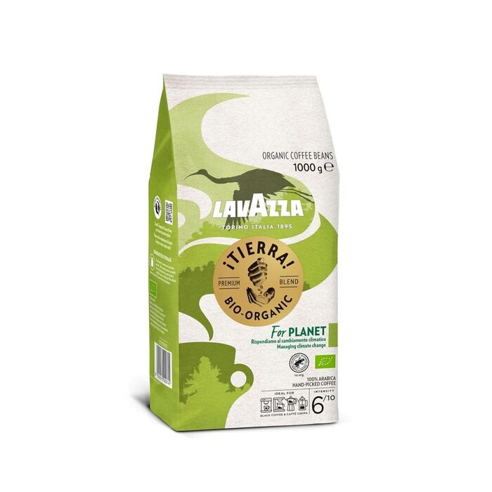 Кава в зернах Lavazza Tierra For Planet, 100% органічна арабіка, легкого обсмаження для еспресомашини, м'який фруктово-квітковий смак, 1 кг