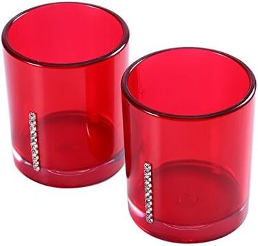 5-Piece Bathroom Accessories Set includes emulsion bottle, toothbrush holder, 2 rinsing cups, soap dish, plastic gift bath set, white (Red)