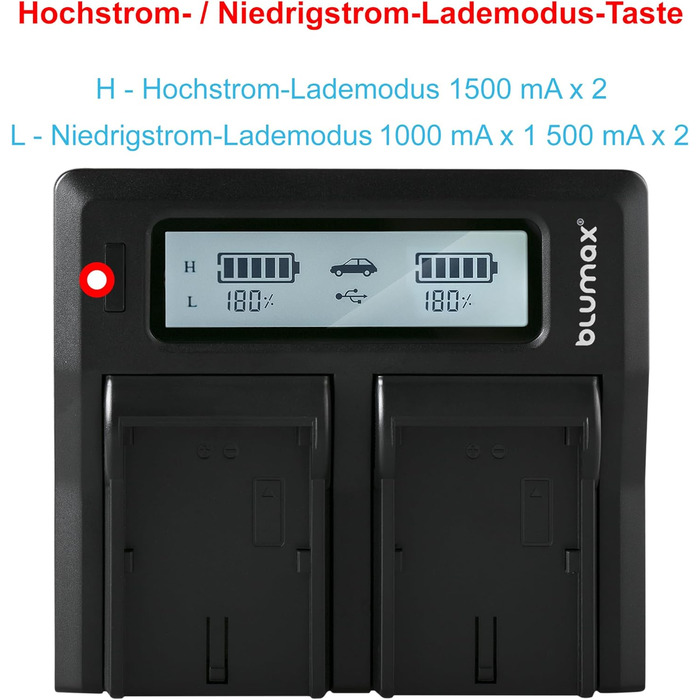 Зарядний пристрій Blumax LCD Dual для акумуляторів Nikon EN-EL15c/b/a - сумісний з Nikon D500, D850, D7500, Z8, Z7 II, Z6 III, Z5, Zf