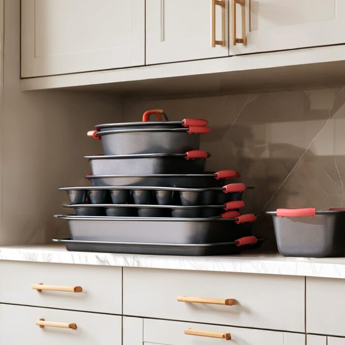 Набір для випічки VEVOR 10 шт. з антипригарним покриттям, з вуглецевої сталі, з силіконовими ручками. Підходить для кексів, печива, хліба та випічки в духовці.