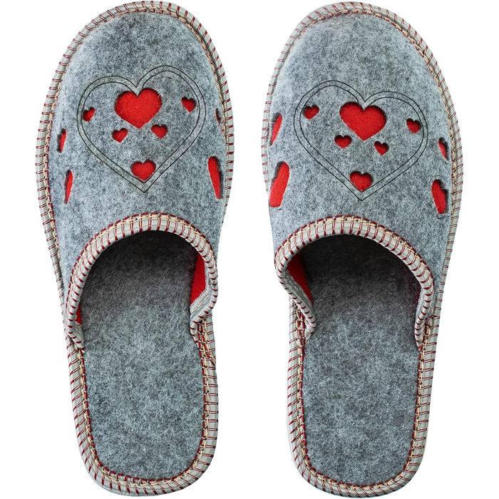 Жіночі фетрові тапочки ESTRO з антиковзкою підошвою, розмір 38 EU, з сердечками
