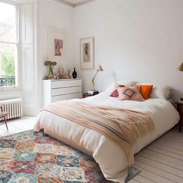 Килим Xfrog Boho з квітами, антиковзкий, праний, м'який, низький ворс, 80x150 см, для вітальні, спальні, дитячої