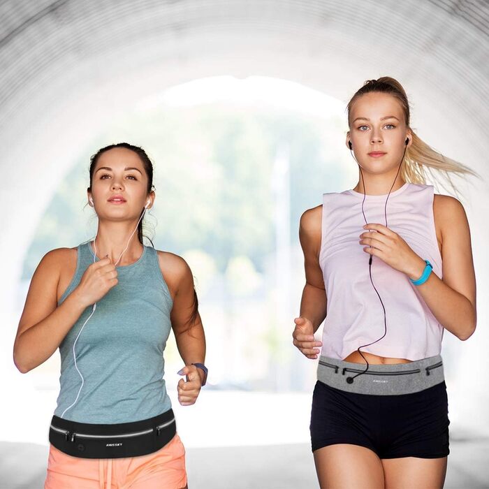 Сумка на пояс Haissky для бігу та спорту: чорна/сіра, для телефону до 6.9 дюймів