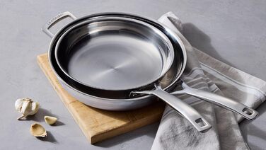 Сковорода Le Creuset з нержавіючої сталі 3-шарова, Ø 28 см, для всіх плит (індукція, духовка), срібляста