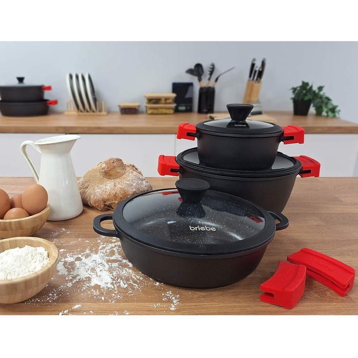 Каструля Briebe Black Titanium з титановим покриттям, 16 см, індукція, склокришка, для плити та духовки