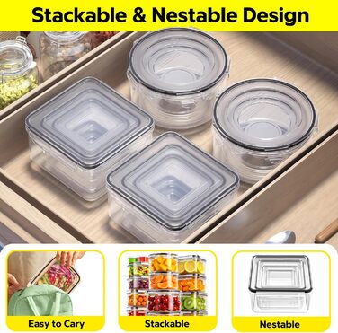 Набір контейнерів для зберігання їжі 28 л з кришками, XXL набір для продуктів, контейнери для Meal Prep, BPA-Free, для кухні