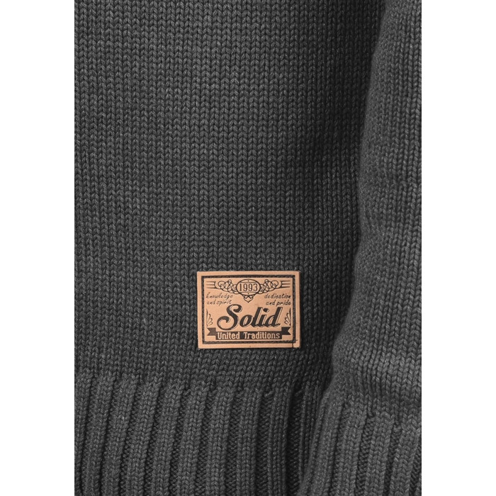 Чоловічий кардиган Soid SDPou з грубого трикотажу з бавовняної суміші, з коміром-стійкою, Regular fit, Back (9000), XXL, Темно-сірий меланж (8288)