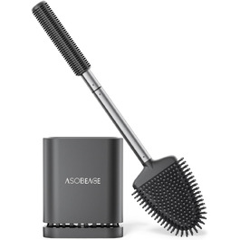 Набір для чищення унітазу ASOBEAGE: силіконова щітка, нержавіюча сталь, кріплення на стіну, швидковисихаючий тримач (Чорний)