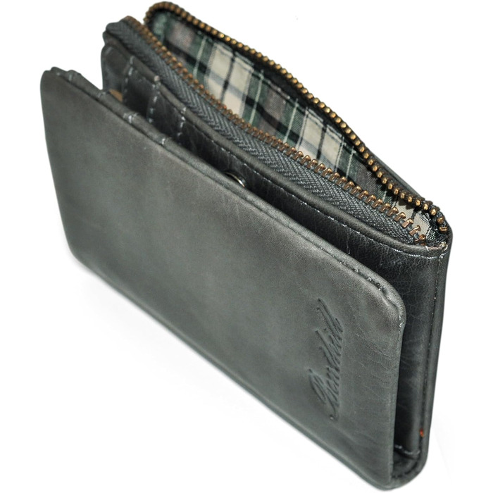 Benthill Small Wallet - Genuine Leather - Women's Wallet with RFID Protection - 6 Card Slots - Slim Wallet incl. Gift Box, Color: Olive - Grey