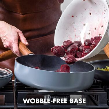 GreenPan Mayflower Pro Harteloxierte Keramische Antihaftbeschichtung, 13-Piece Cookware Set with Ceramic Non-Stick Coating, Vintage Wooden Handle, PFAS-Free, Induction-Suitable, Anthracite Gray Cookware Set 13-Piece