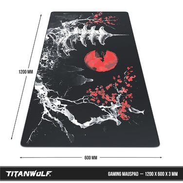 Килимок для миші Titanwolf XXXL 1200x600mm з мотивом Японського живопису (чорний)