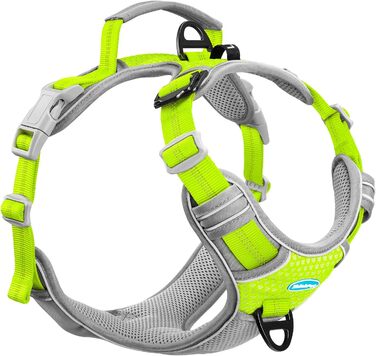 ThinkPet шлейка для собак від тяги з ручкою - регульована, без тиску, світловідбиваюча, дихаюча, з підкладкою (S, зелений)