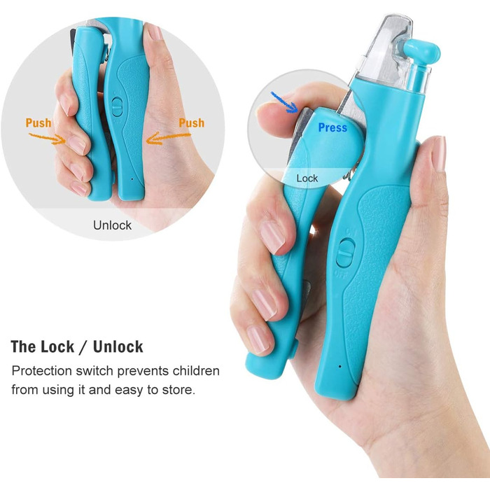 Триммер для когтів домашніх тварин з LED-підсвічуванням: для собак та котів середніх та маленьких порід. Професійний триммер для когтів з гострою клинком та безпечним білим/блакитним LED-світлом.