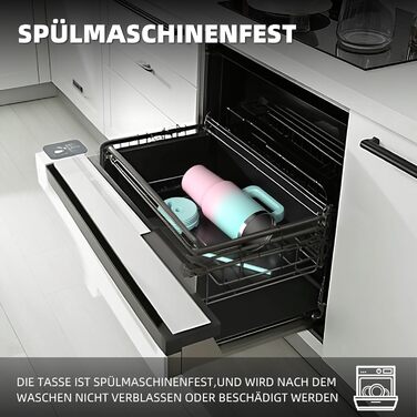 Термокружка WATERSY 1.2L з 2 трубочками, 1200 мл, витікoзахисний, вакуумна ізоляція, BPA free, ретро-зелений/бонбон-рожевий