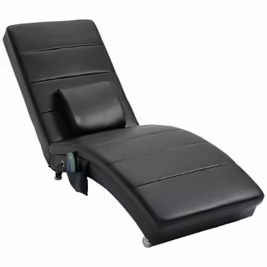 HOMCOM Recliner Chair with Leather and Massage Function, 58 x 163 x 87 cm, up to 120 kg, 8 Massage Points, with Remote Control, High Back Rest Cushion, Black | Aosom