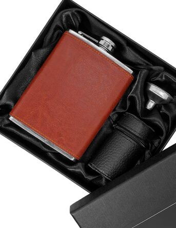 Набір фляг та стаканів Outdoor Saxx 7 шт., 240 мл, коричневий, у подарунковій коробці