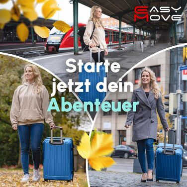 ABS валіза Hartschalenkoffer Easy Move - ергономічна, безпечна, з 360° колесами та кодовим замком. Компактний рол-валіз для подорожей, блакитний (Set)