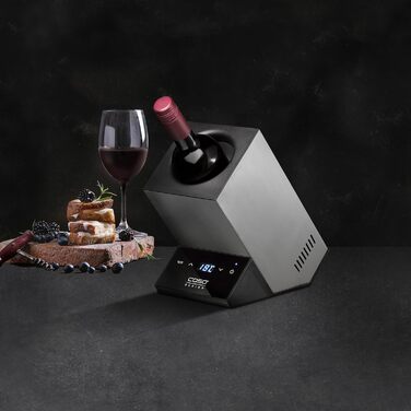 CASO WineCase One Black - Single Bottle Wine Cooler with Stainless Steel Housing
