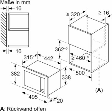 Вбудована мікрохвильова піч Bosch BFL524MS0, 38x60 см, 800 Вт, чорна, серія 2