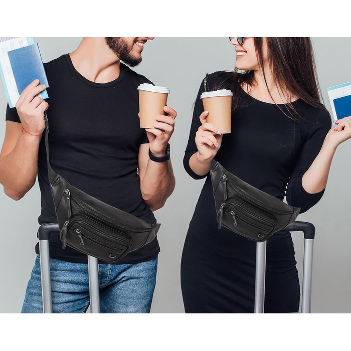 Чоловіча поясна/стегнова сумка Marc Peter® Varadero з натуральної шкіри Наппа, чорна | Сумка на пояс для чоловіків та жінок | Сумка через плече, шкіряна | Hip Bag, Crossbody Bag