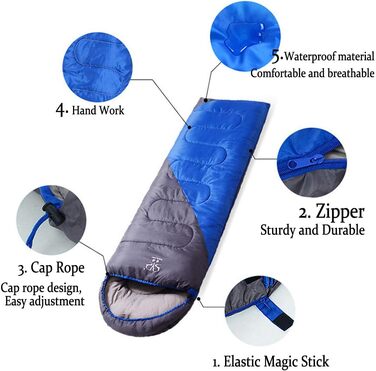 Camping Sleeping Bag, 4-Season, Waterproof, Outdoor Hiking, Backpacking, Travel Sleeping Bag, Portable Mummy Sleeping Bags for Adults, Kids