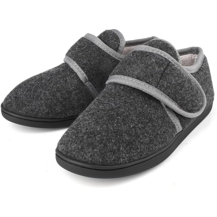 Тапочки чоловічі TIESTRA з термопресом для діабетиків, широка стопа, з підошвою з memory foam, чорні, розмір 41-47 (EU 45)