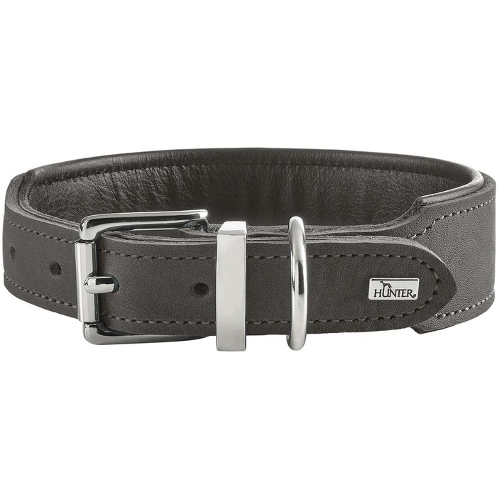 Нашийник для собак HUNTER Malta: м'яка шкіра, ручна робота, Made in Germany, сірий, розмір 50