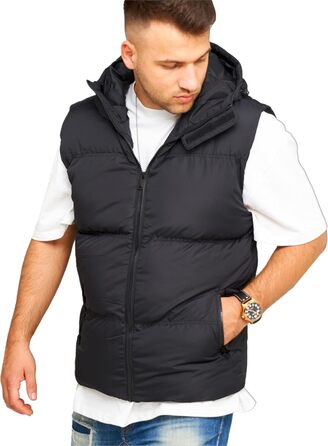 Чоловіча тепла жилетка Behype з капюшоном, стеганий пуховик, чорна (J17 L)