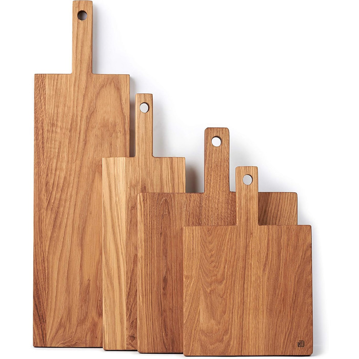 Edelding Cutting and Serving Board made of high-quality oak, 43 x 15 cm in size with a practical 12 cm handle | Antibacterial kitchen board | Serving board, breakfast board, solid wood board