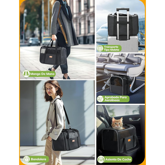 Транспортна переноска для котів та цуценят Morpilot до 5 кг, сіра, велика, для подорожей та до ветеринара