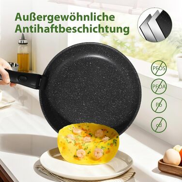 Набір каструль та сковорідок Induktion GMISUM 22 шт. з знімними ручками, для всіх типів плит, чорний