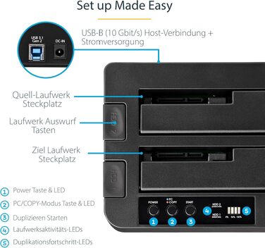 Дублікатор жорстких дисків StarTech.com USB 3.1 (10Gbps) Standalone HDD Docking Station, SDOCK2U313R