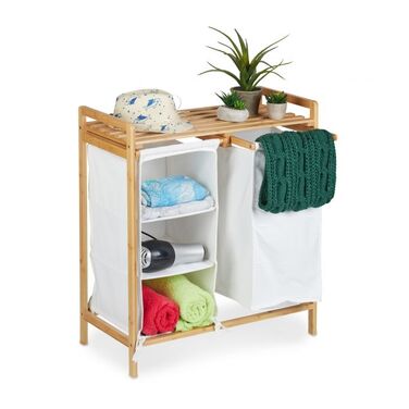 Relaxdays Laundry Basket Shelf made of Bamboo