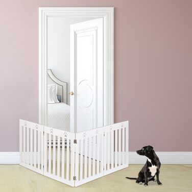 Захисне ворота для собак Relaxdays, самостійно встановлюється, 60 x 204 см, MDF, складане, білий