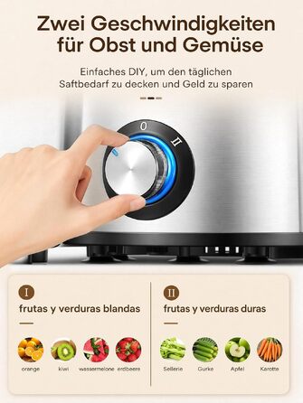 Соковижималка Juilist 800W з чашею з нержавіючої сталі 304, 2 швидкості