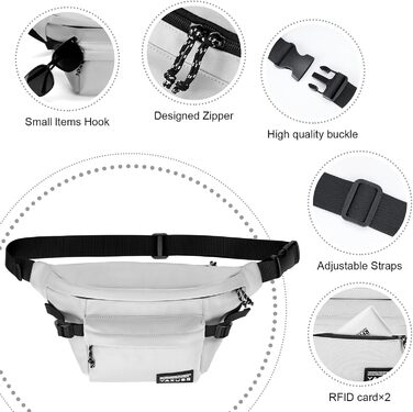 Спортивна нагрудна сумка YaKuss, велика водонепроникна нагрудна сумка через плече, регульований поясний ремінь для спорту та подорожей (Сірий)