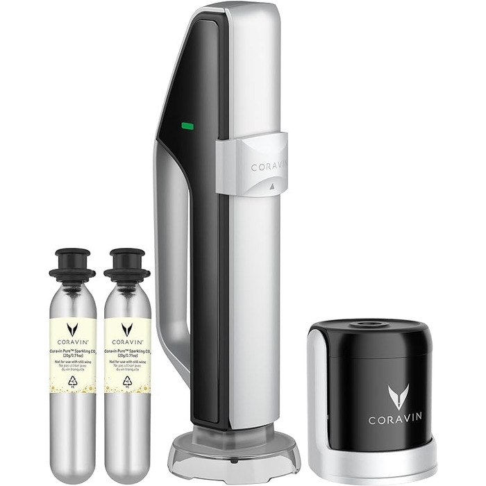Coravin Sparkling Wine Preservation System - Preserve Sparkling Wine for 4 Weeks - Sparkling Wine Saver - with pure sparkling wine CO2 gas capsules - for Champagne and other sparkling wines