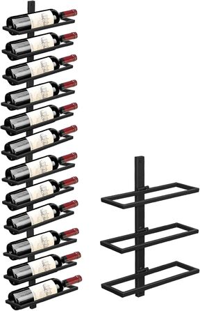 Wine Rack Bottle Rack for 6 Bottles, Metal Wine Rack Hanging Wall Mount Wine Bottle Shelves, Wall Shelf Wine Storage Shelf for Kitchen Dining Room Bar (Level 12)