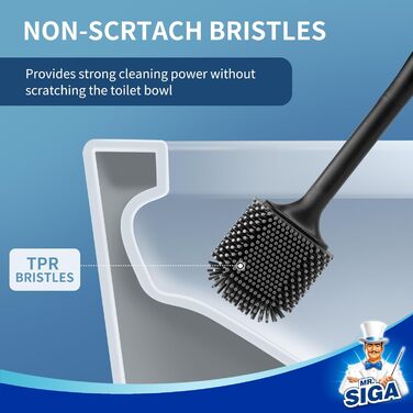 Настінна щітка для туалету Mr.SIGA з тримачем, без свердління, чорна