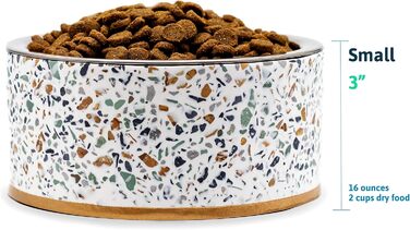 Миска для корму Pet Junkie Terrazzo з нержавіючої сталі для собак та котів, піднята, біла, маленька