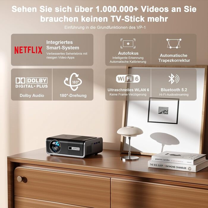 Портативний проєктор Mini Beamer VOPLLS 16000L Full HD 1080P: кінотеатр для дому та мобільних пристроїв (E-28000L)