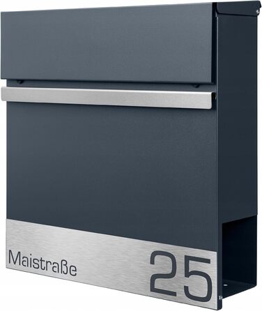 Поштова скринька настінна Anthrazit RAL 7016, для газет, XXL (Laser 1) з/без адреси