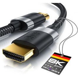 HDMI 2.1 кабель 1.5м - 8K@60Hz/120Hz, 4K@240Hz, HDR, Ethernet, ARC, для PS4/Xbox, UHD II, 8K, 4K, 1.5м